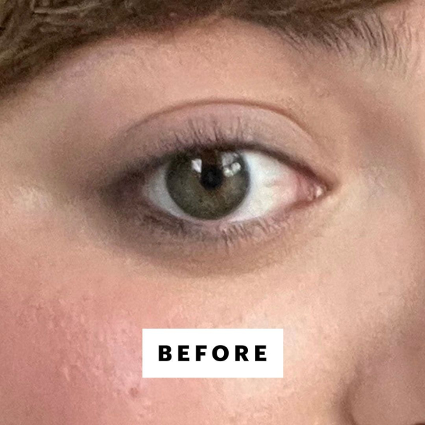 Hoffmann before applying Tarte Tartelette Tubing Mascara in Brown
